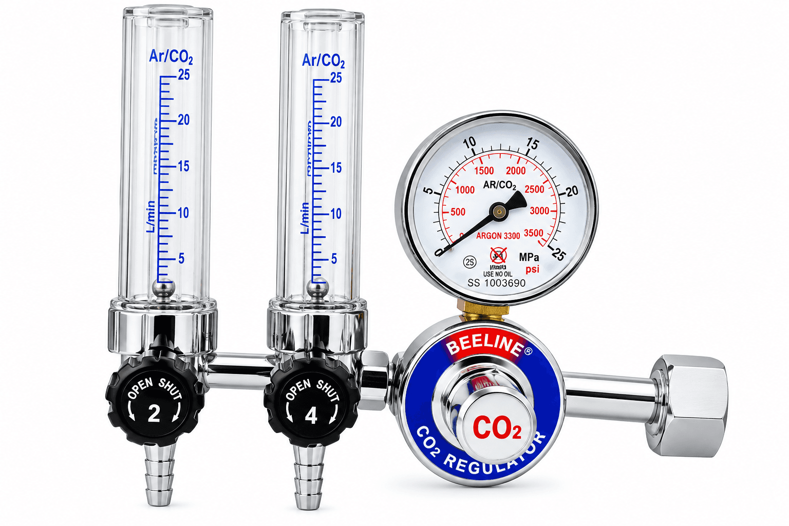 BEELINE DUAL FLOWMETER CARBON DIOXIDE REGIULATOR